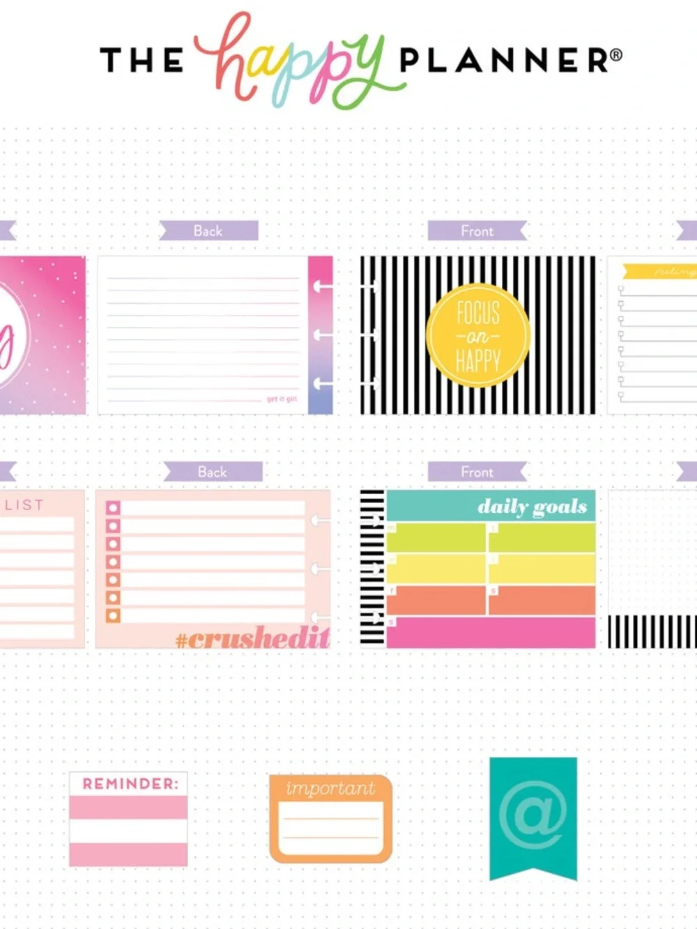 The Happy Planner 540 Piece Planner Accessory Kit Stickers Sticky Notes